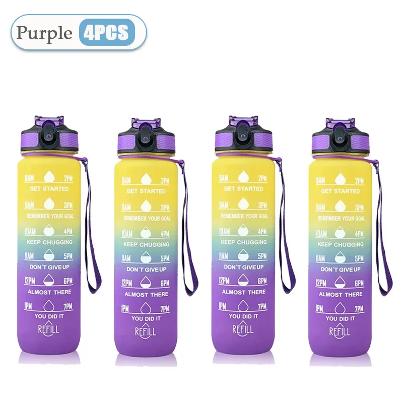 1000 ML Water Bottle Motivational Sport Water Bottle Leakproof Drinking Bottles Outdoor Travel Gym Fitness Jugs For Kitchen: Red