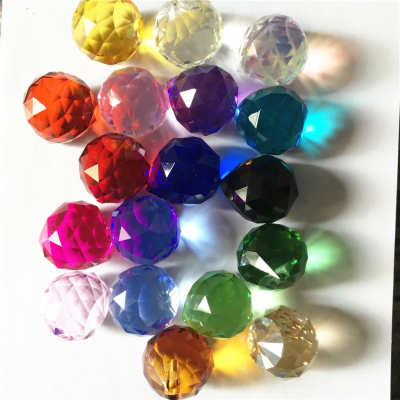 50 stks/partij 15mm gemengde kleur crystal facet ball prism hanger zon catchers X-MAS opknoping ballen