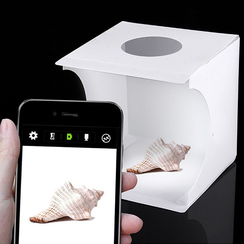 Mini-studio foldbart foto softbox lys fotografering boks bordplade skyde telt indbygget led lys 22 x 23 x 24cm soft box