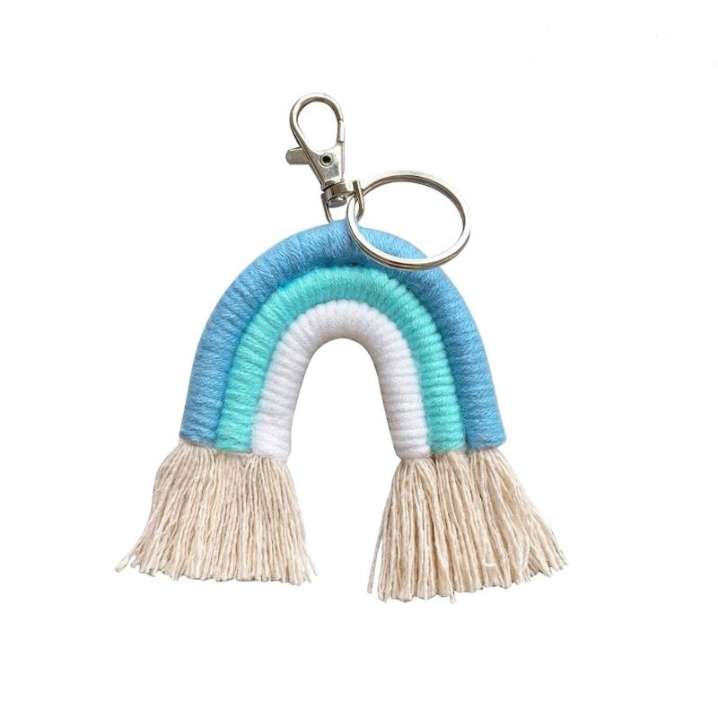 Weben Regenbogen Schlüsselanhänger Boho schlüssel Halfter Schlüsselring Macrame Tasche Charme Auto Hängen 19QB: 15