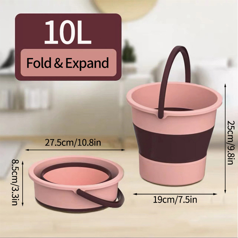 5/10L Foldable Silicone Bucket Portable Camping Water Container Car Wash Water Bucket Fishing Bucket Camping Shower Equipment: black