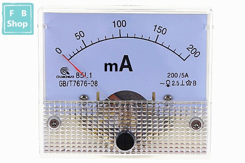 1 stk 85 l 1-ma 100ma 150ma 200ma 300ma 400ma 500 maak hvid plastskal analogt panel amp ampmeter amperemeter: 200ma