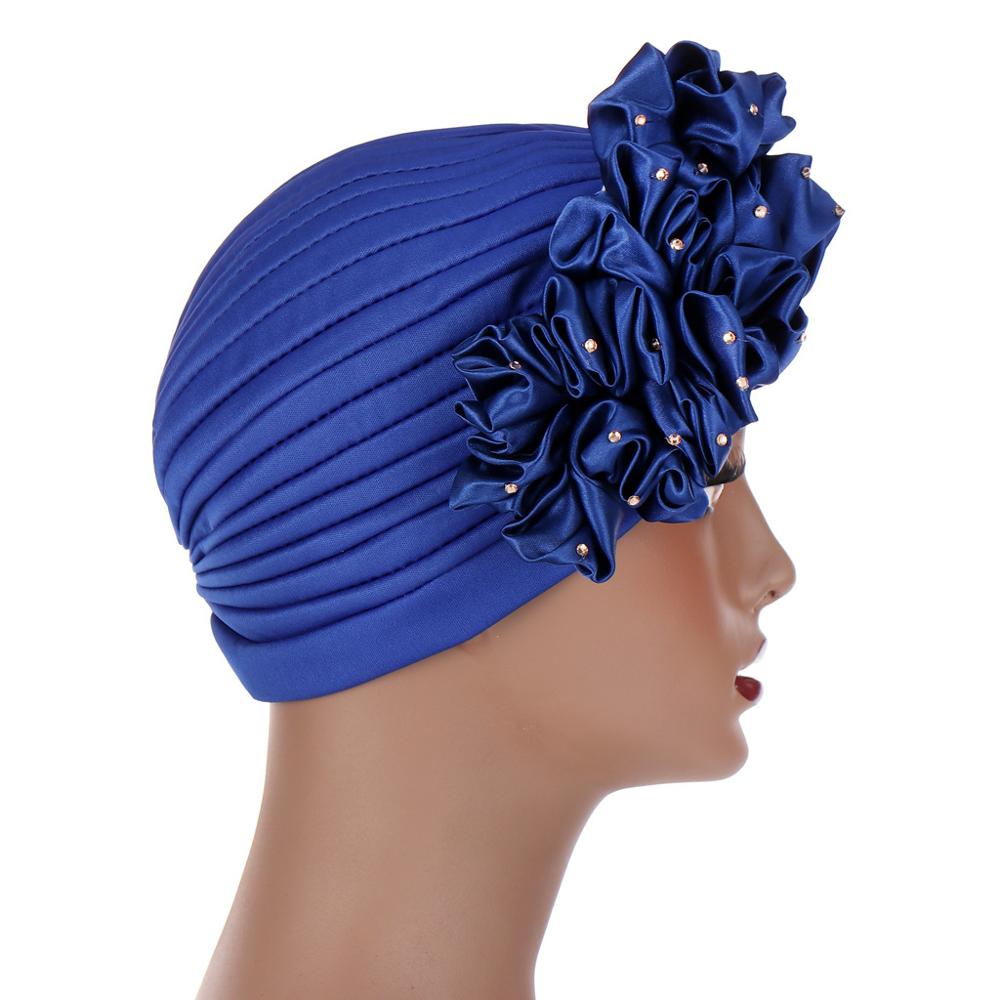 Turban à grandes fleurs pour femmes, couvre-chef, enveloppements de tête, Hijabs intérieurs musulmans, Bonnet, chapeau africain et indien,