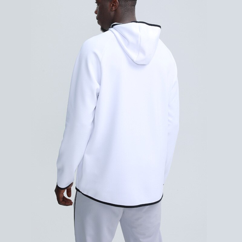 Autumn Winter Black White Grey Hooded Sportswear Men Breathable Long Sleeve Sports Hoodies Plus Size 165