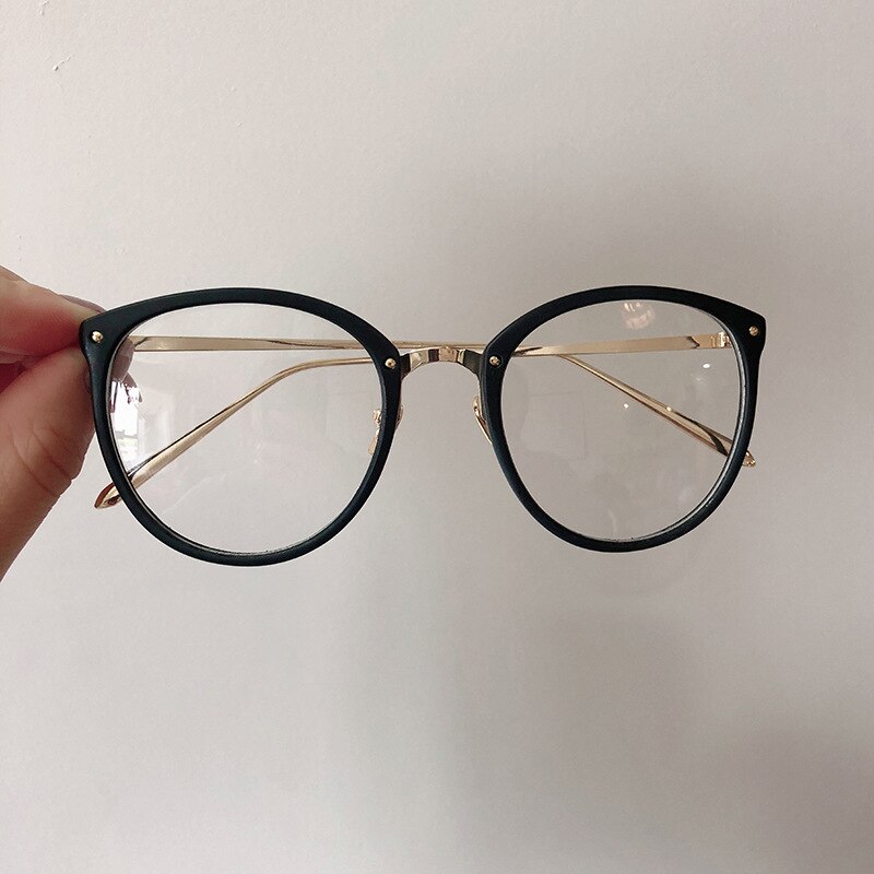 Women Men Optical Glasses Frame Round Oversized Eyeglasses Frames Metal Spectacles Clear Lenses Glasses