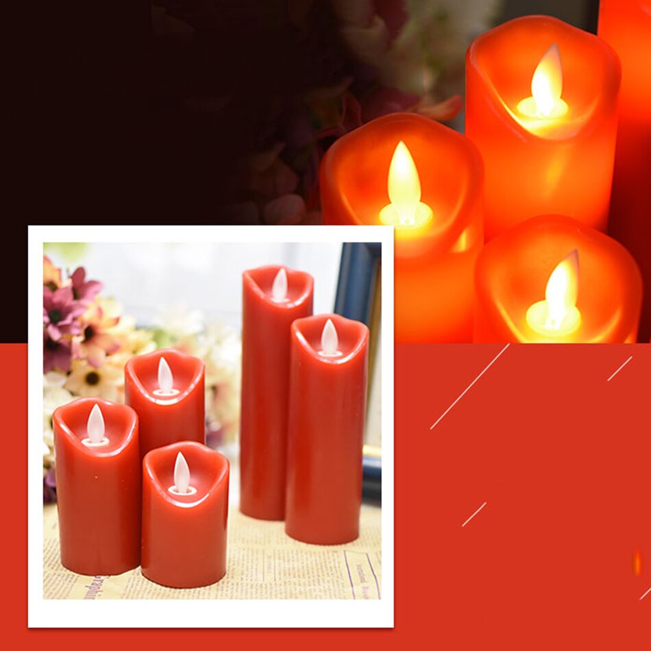 Flameless Led red candle made by paraffin wax,electronic candle light for Hotel,Bar decorative,candle for Religious Activities