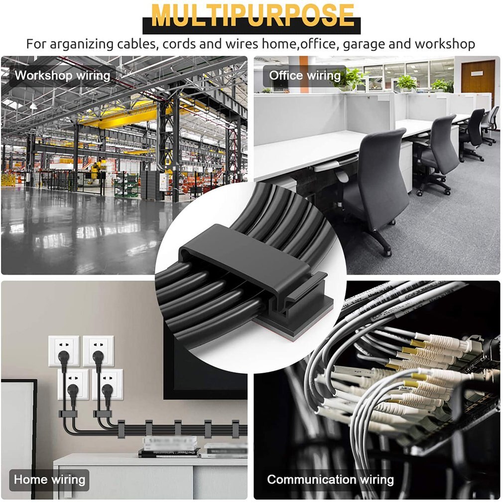 100pcs Adhesive Cable Clamp Fc Cable Fixing Base Nylon Flat Cable Fastener Convenient Thread Management Device