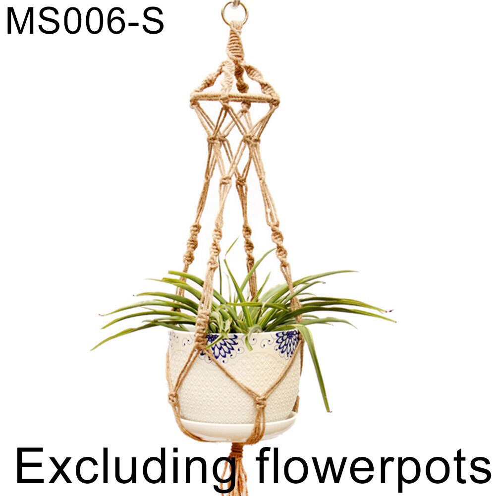 Linen Rope Hanging Baskets Flowers Plants Pot Hanger Net Hanging Basket Holder Net Flowerpot Wall Decor Home Garden Decoration: MS006