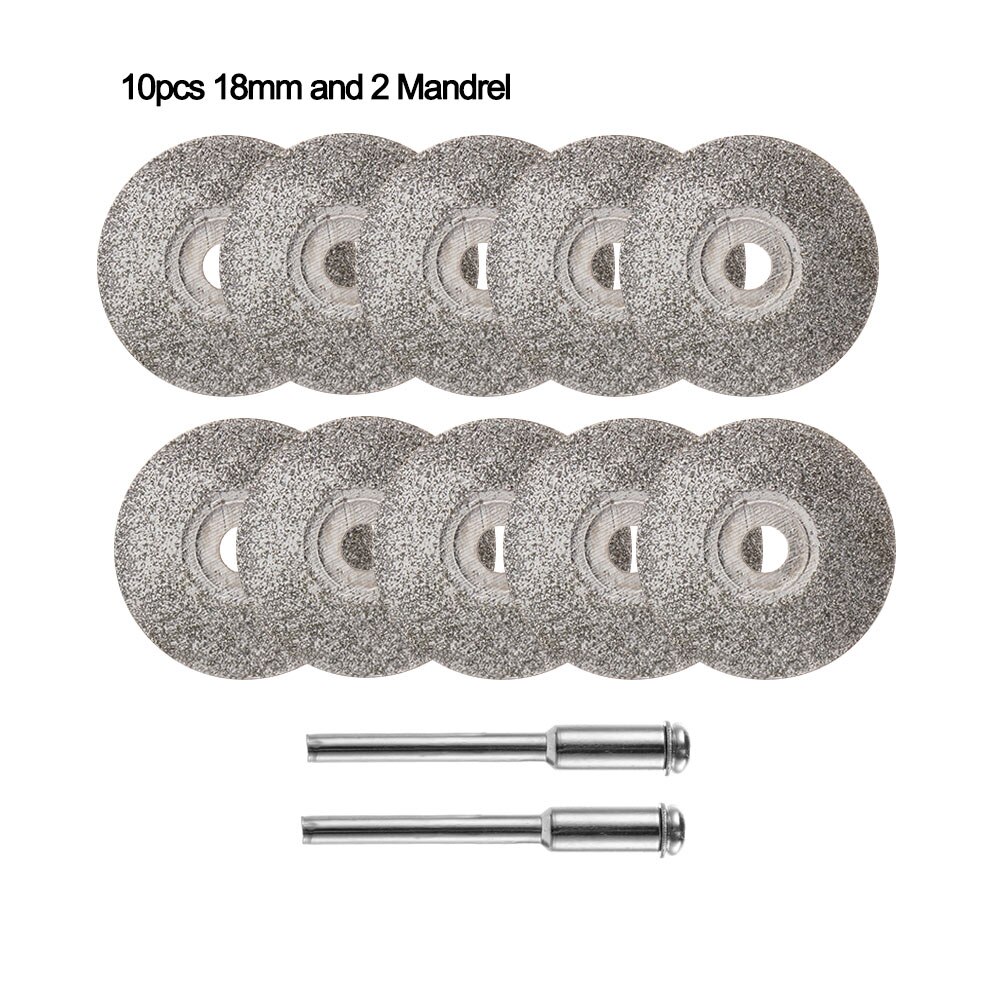 1/12 stücke 20-50mm Diamant Trennscheiben einstellen Glas Mini Jade Stein Kreissäge Klinge Schleifen schneiden Rad fliesen Schleif Dreh Werkzeug: 10Stck 18mm 2 Mandrel