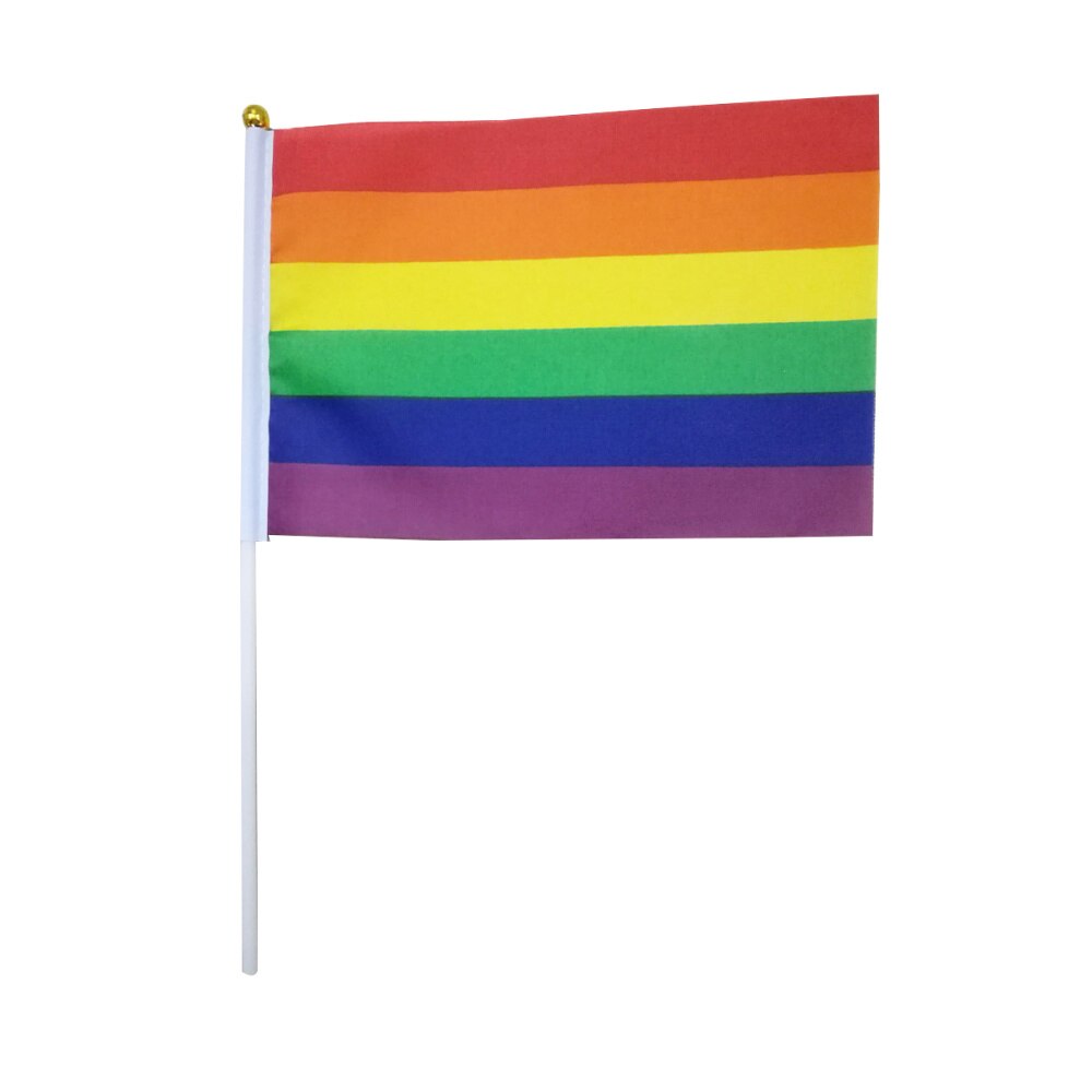 36pcs Gay Pride Flag HandHeld Vivid Mini Gay Party Decor Rainbow Flag LGBT Flag for Parades Gay Party Festival