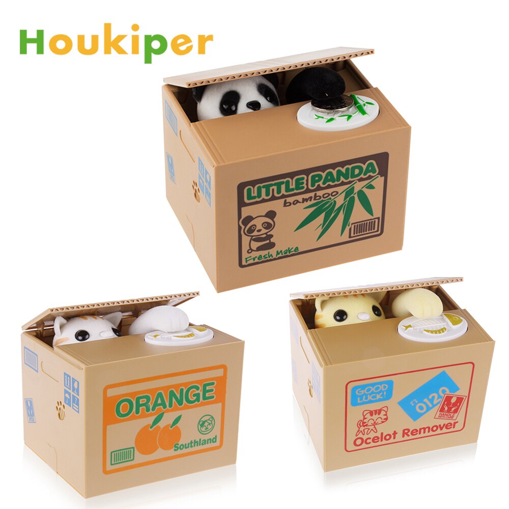 Houkiper Leuke Kat Panda Piggy BankAutomated Kat Stelen Spaarpot Coin Bank Besparing Doos voor Kid Kind