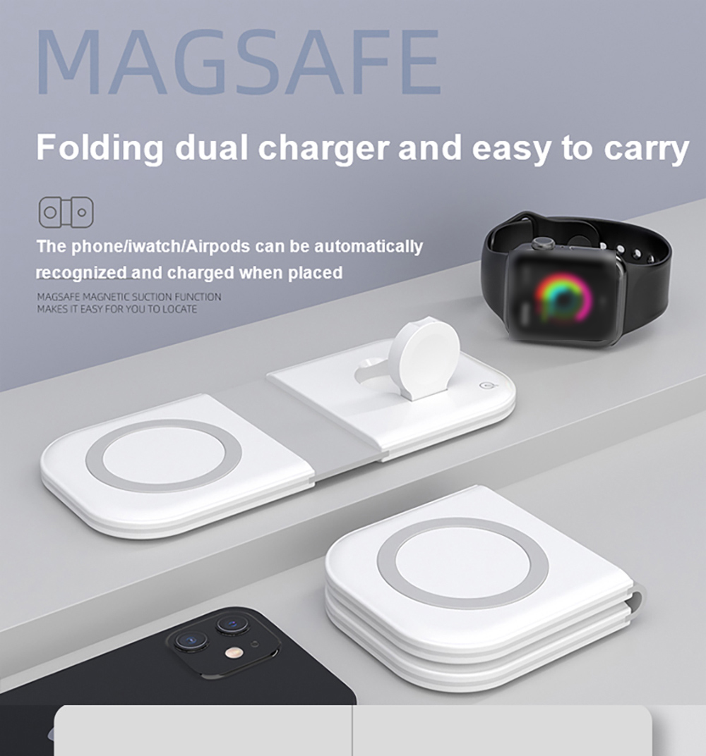 2 in1 duo-ladegeräte mit 15w magnetischen kabellosen ladestationen für iphone, apple watch, airpods und schnellladefunktion – ladedock für smartphone-zubehör