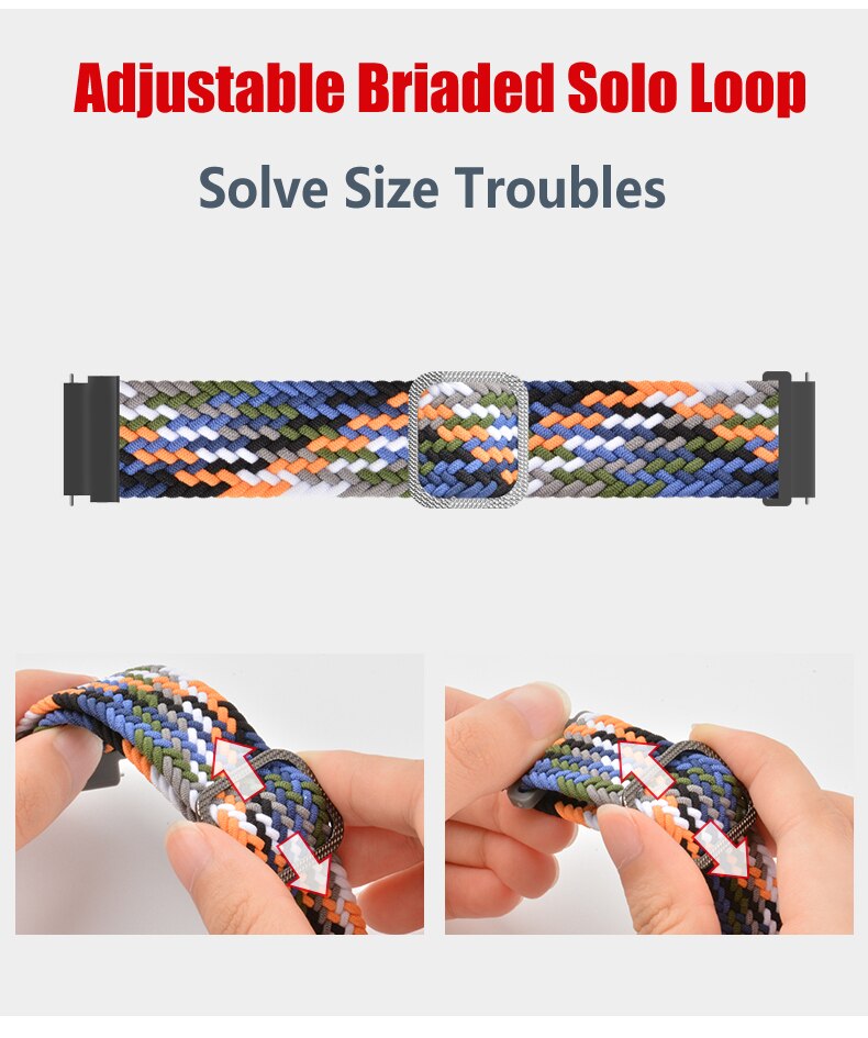 Boucle Solo tressée pour Huami Amazfit GTS 2 2e 2, Mini bracelet de ceinture élastique en Nylon réglable pour Amazfit Bip Lite 1S U pro