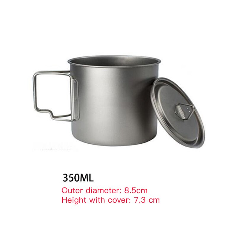 Taza de titanio ultraligera, utensilios de cocina para el hogar, al aire libre, taza de agua portátil, vajilla, olla de cocina para Picnic, Camping, 750/550/350ml: 350ml