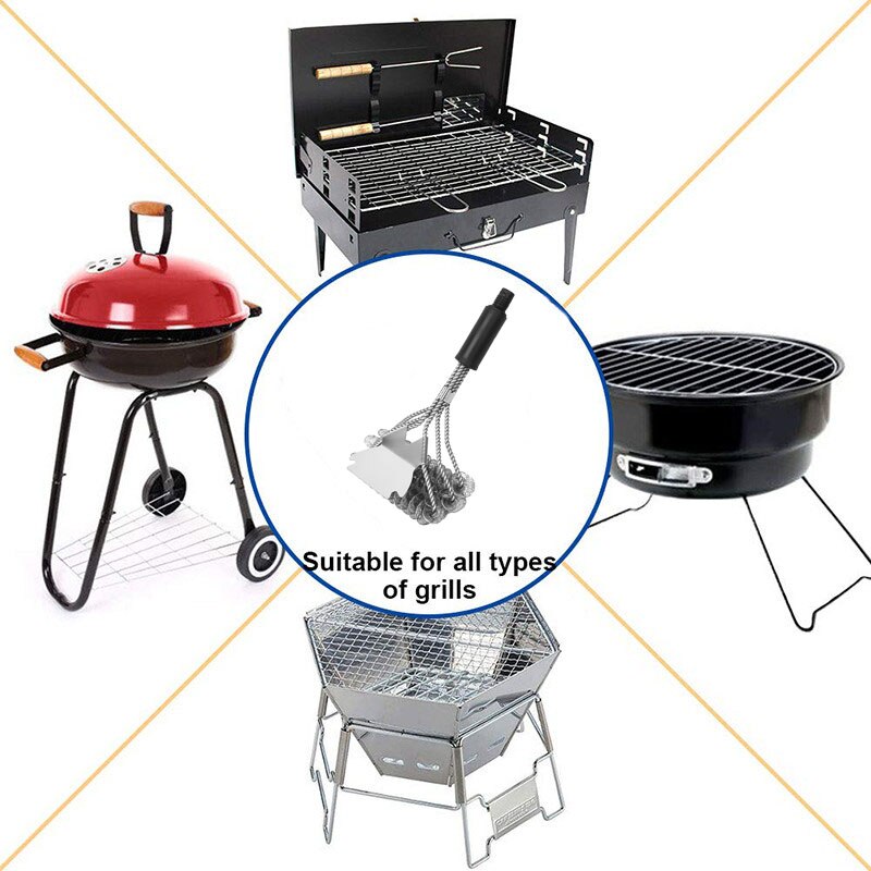 BBQ Grill Barbecue Kit Cleaning Brush Stainless Steel Kitchen Accessories Bristles Cleaning Brushes Cooking Tool Barbecue Gadget