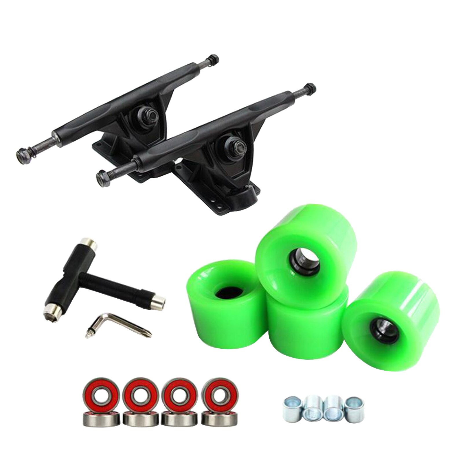 Solide Skateboard Lkw Rad Reparatur Multi-tools Installieren Montage Lager Skateboard Longboard Räder Roller Reparatur Werkzeuge: Black Green