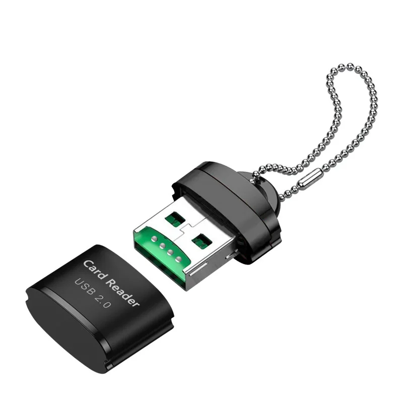 Voor USB Micro SD/TF-kaartlezer USB 2.0 Mini mobiele telefoon Geheugenkaartlezer Hoge snelheid USB-adapter voor laptopaccessoires: zwart