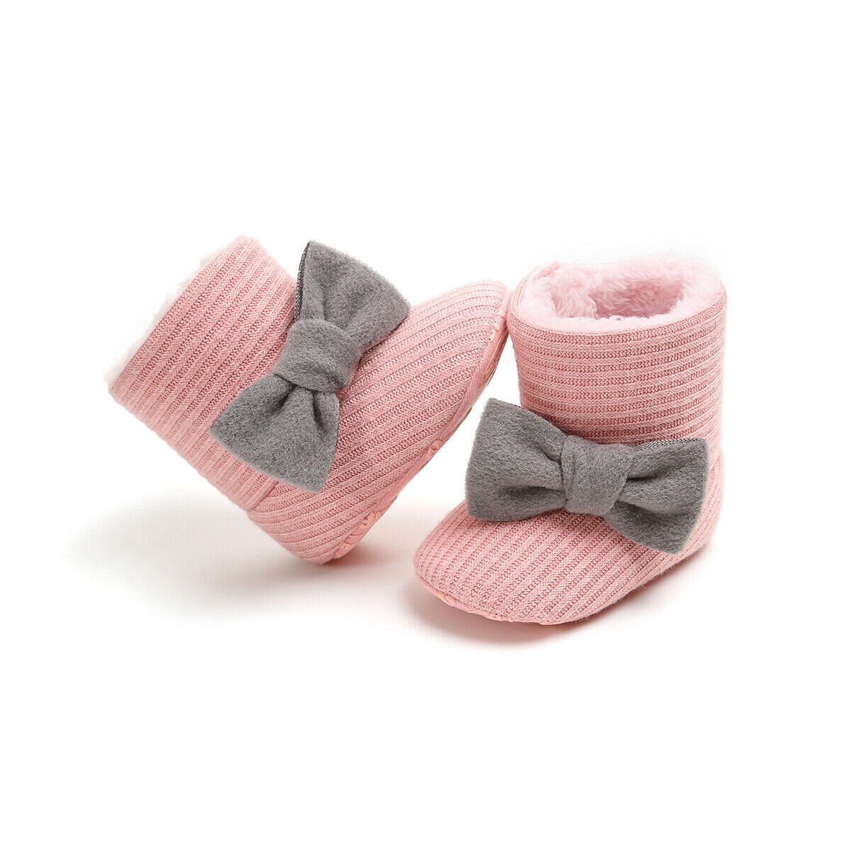 Enfants hiver Adorable botte de neige doux bébé noeud papillon bottes d'hiver chaussures enfant en bas âge coton chaussures chaudes coton chaussons en peluche