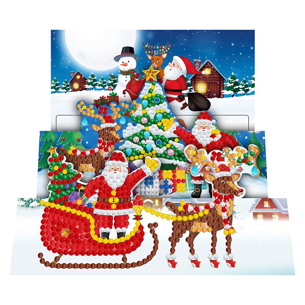 8Pcs DIY Xmas Diamond Painting Greeting Card Kits Santa Claus Special-shaped Diamond Drawing Cross Stitch Postcards
