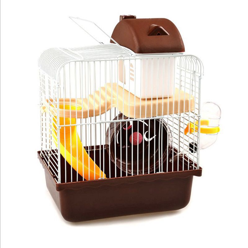 Pet bur hamster hytte med gjennomsiktig takvindu dobbeltlags hus for hamster golden hamster pet