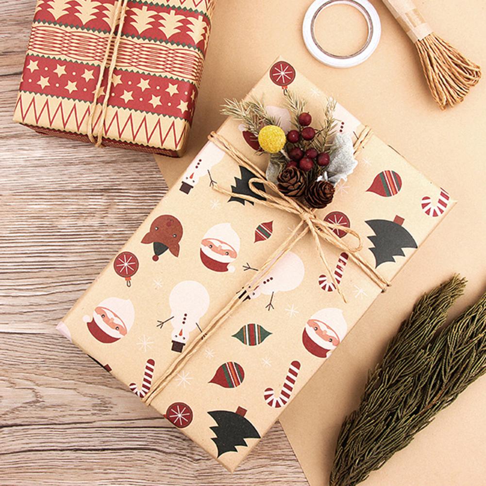 6Pcs Christmas Wrapping Paper Useful Trendy Christmas Wrapping Paper Universal Smooth Surface Kraft Wrapping Paper