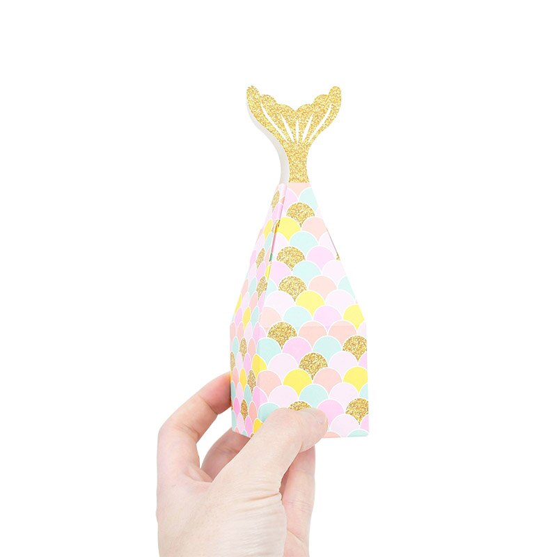 Boîtes en papier queue de sirène licorne 10 pièces/ensemble, boîtes à biscuits bonbons Popcorn, fournitures de décoration pour fête d&#39;anniversaire mariage enfants