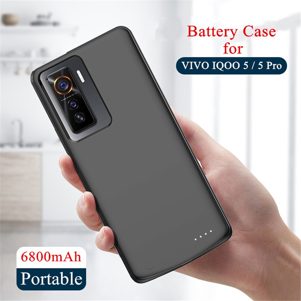 Power Bank Case Voor Vivo Iqoo 5 Pro 5G Batterij Case 6800Mah Externe Batterij Opladen Powerbank Case Voor iqoo 5 Batterij Cover