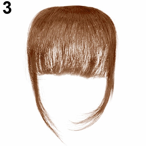 Kvinner jente tynn rett klips på frynser pannelugg hårforlengelse