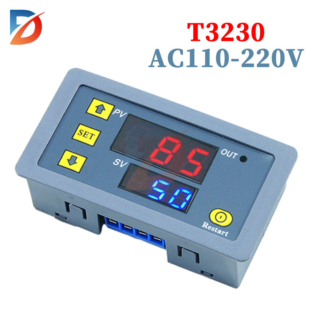 T3230 Cycle Timing Delay Relay LED Display Timer Control Switch Adjustable Timing Relay Delay Switch DC12V DC24V AC110-220V
