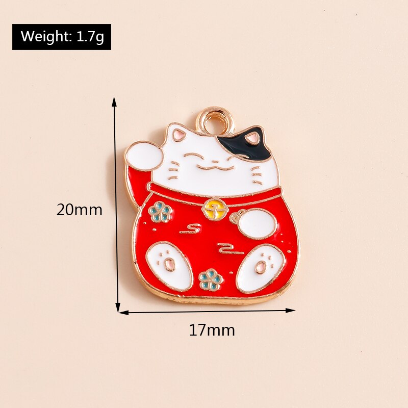 10 pezzi adorabili ciondoli cinesi fortunati per gatti per la creazione di gioielli fatti a mano fai da te simpatici ciondoli animali ciondoli collane orecchini accessori