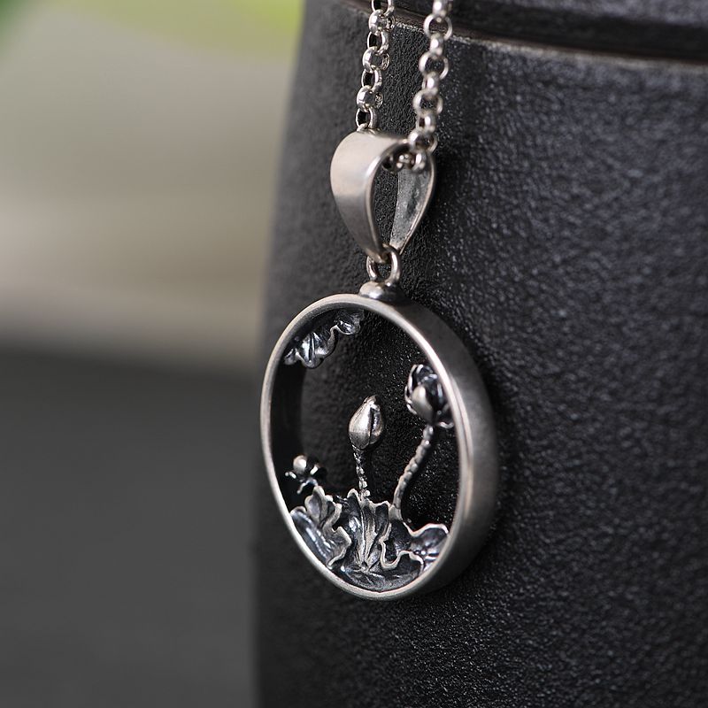 Balmora 925 sterling sølv lotusblomst vedhæng & vedhæng halskæde bijoux kvinder elsker retro smykker