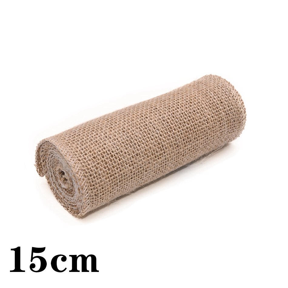 2 yards/rulle 150mm 300mm naturliga jute säckvävsband för hantverk gör-det-själv långa hampaband rosett inslagning bröllopsfest dekorativt: 15cm