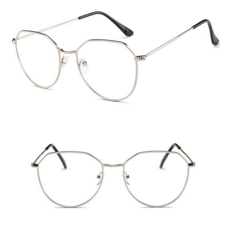 Unisex retro uregelmæssig flerfarvet polygonramme klar linse briller optiske briller ，: D