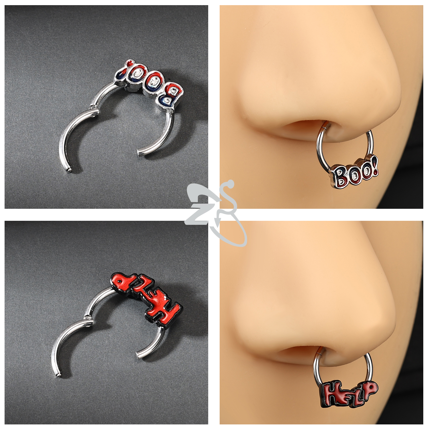 ZS 1PC serpent citrouille chauve-souris nez Piercing couleur noire Septum anneau acier inoxydable nez Clicker oreille Helix Cartilage Piercings 16G