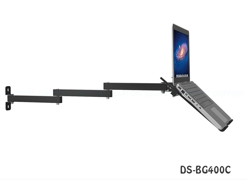 Foldable Wall Mount 17-27 inch Laptop Holder Two Arms Full Motion Laptop Cooler Retractable Notebook Hanger