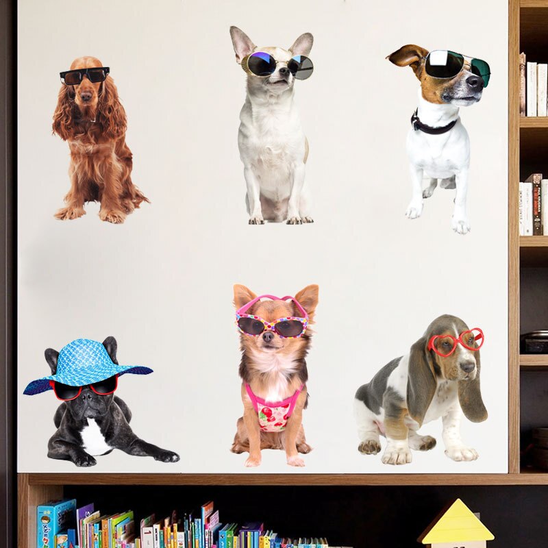 Cartoon Dog Wall Sticker 3D Cute Puppy Wall Stickers For Kids Rooms Nursery Wall Decor Removeable House Decoration Room Decal
