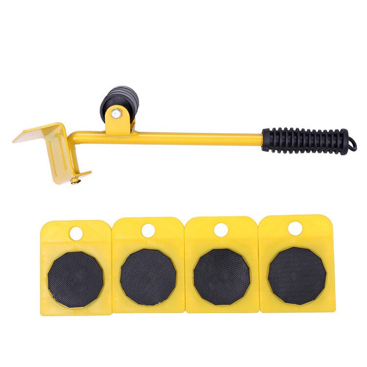 Heavy Furniture Moving Tool Transport Lifter Shifter Sofa Refrigerator Washing Machine Wheels Slider Roller Mover Device 5pc/set: Yellow