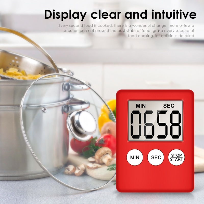 Slanke Lcd Digitale Scherm Kookwekker Vierkante Koken Countdown Wekker Magneet Klok Keuken Gereedschap