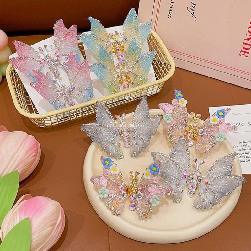 Pinza de pelo de mariposa de actividad creativa para mujeres y niñas, pinzas para el pelo de mariposa con gradiente de diamantes de imitación exquisitos, accesorios bonitos para el cabello