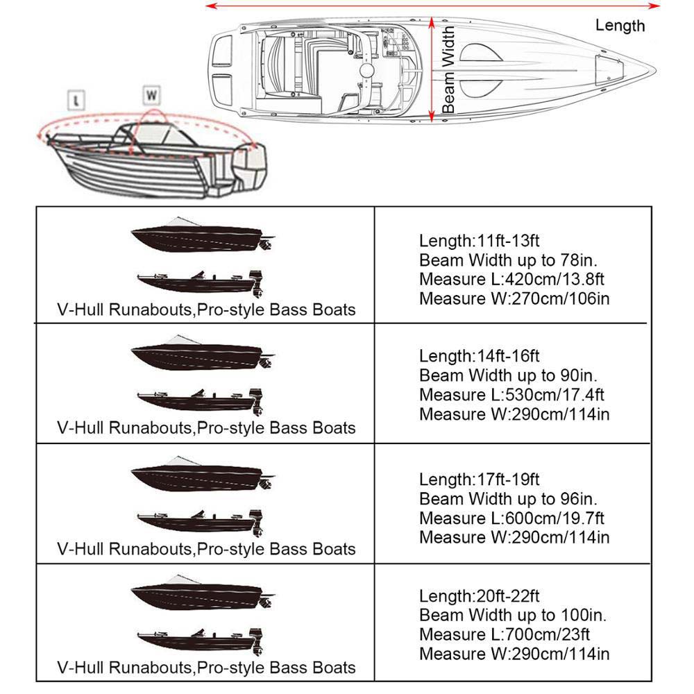 Barco – housse de bateau pour Yacht 10-22ft 210D 420D, couverture de neige d&#39;hiver, pare-soleil étanche, remorque robuste, couverture Marine