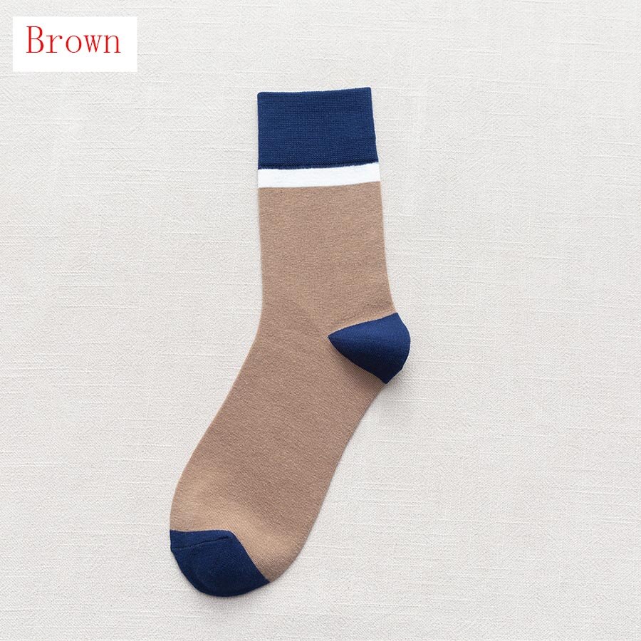 Breathable Men's Cotton Socks Casual Dress Deodorant Socks Compression Japanese Harajuku For Happy Man Business Socks: Brown