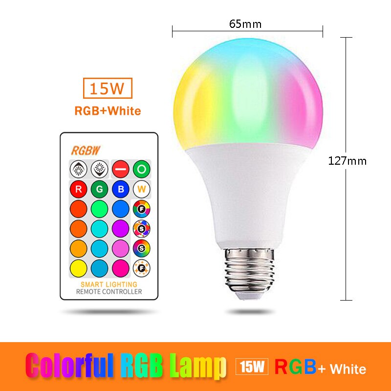 15W Bluetooth Smart Bulb LED 5W 10W RGB Magic Lamp E27 Color Change Light Bulb Smart Home Lighting Compatible IOS/Android: RGBW E27 15W