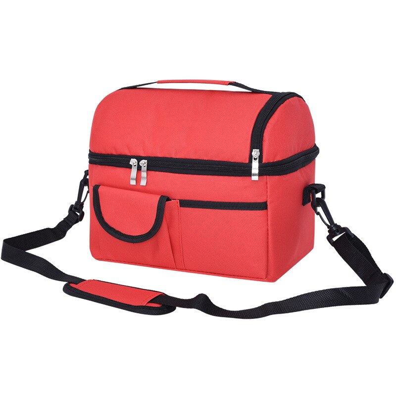 Borsa termica per ghiaccio a doppio strato borsa per alimenti latte materno bottiglia per la conservazione fresca borsa per mummia nuovo pranzo Bento Box per adulti bambino e studente: Red
