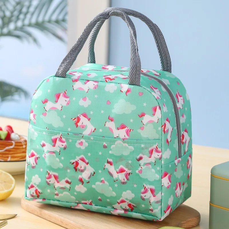 Bolsa de almuerzo con asa, bolsa térmica aislante para mujer y niño, fiambrera para picnic, viaje, almacenamiento de frutas y alimentos, bolsas térmicas para desayuno: Oro