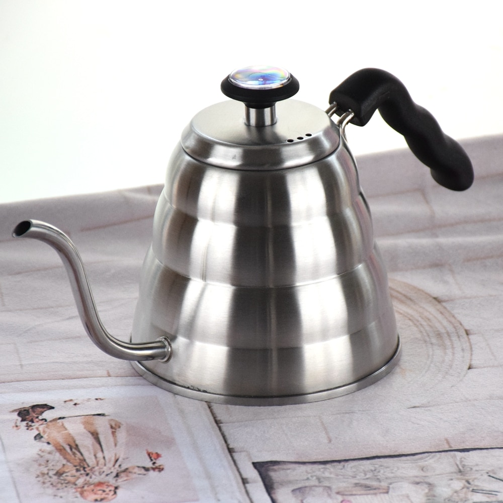 1200ML 304 Stainless Steel V60 Drip Kettle with thermometer Pour Over Pot with Gooseneck Long Spout Coffee Maker