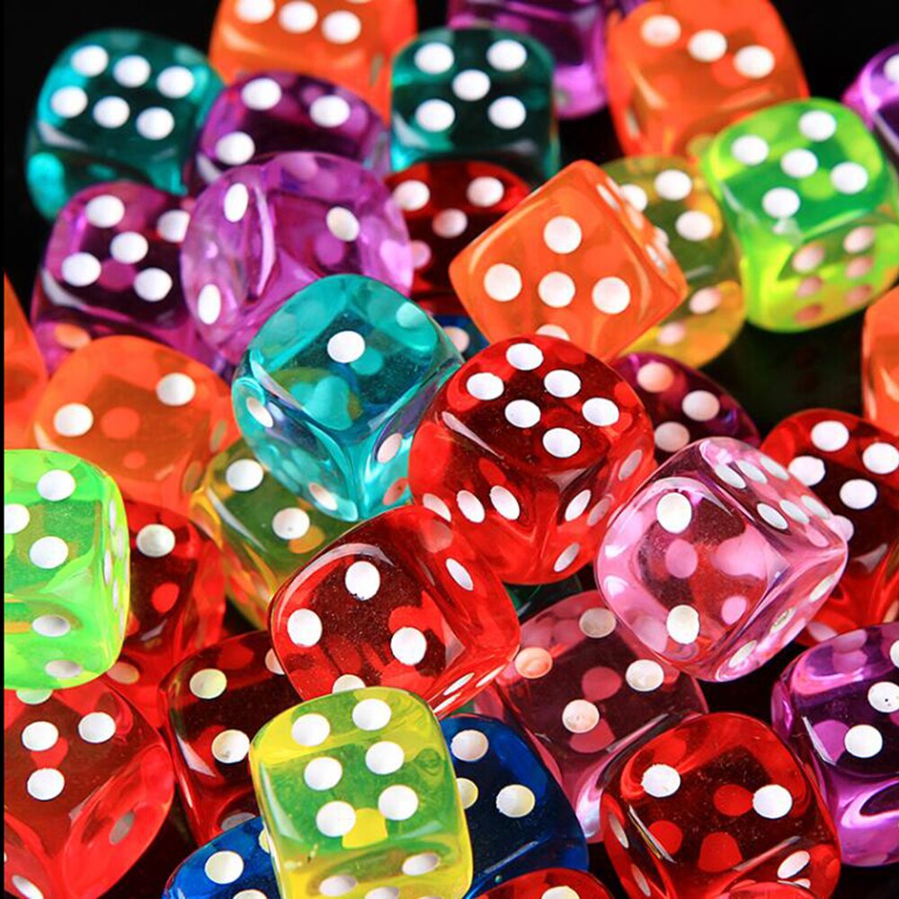 10 Pcs 14Mm Transparant Clear Kleurrijke Ronde Hoek Cubes Acryl Club Game Dice Gokken Board Game