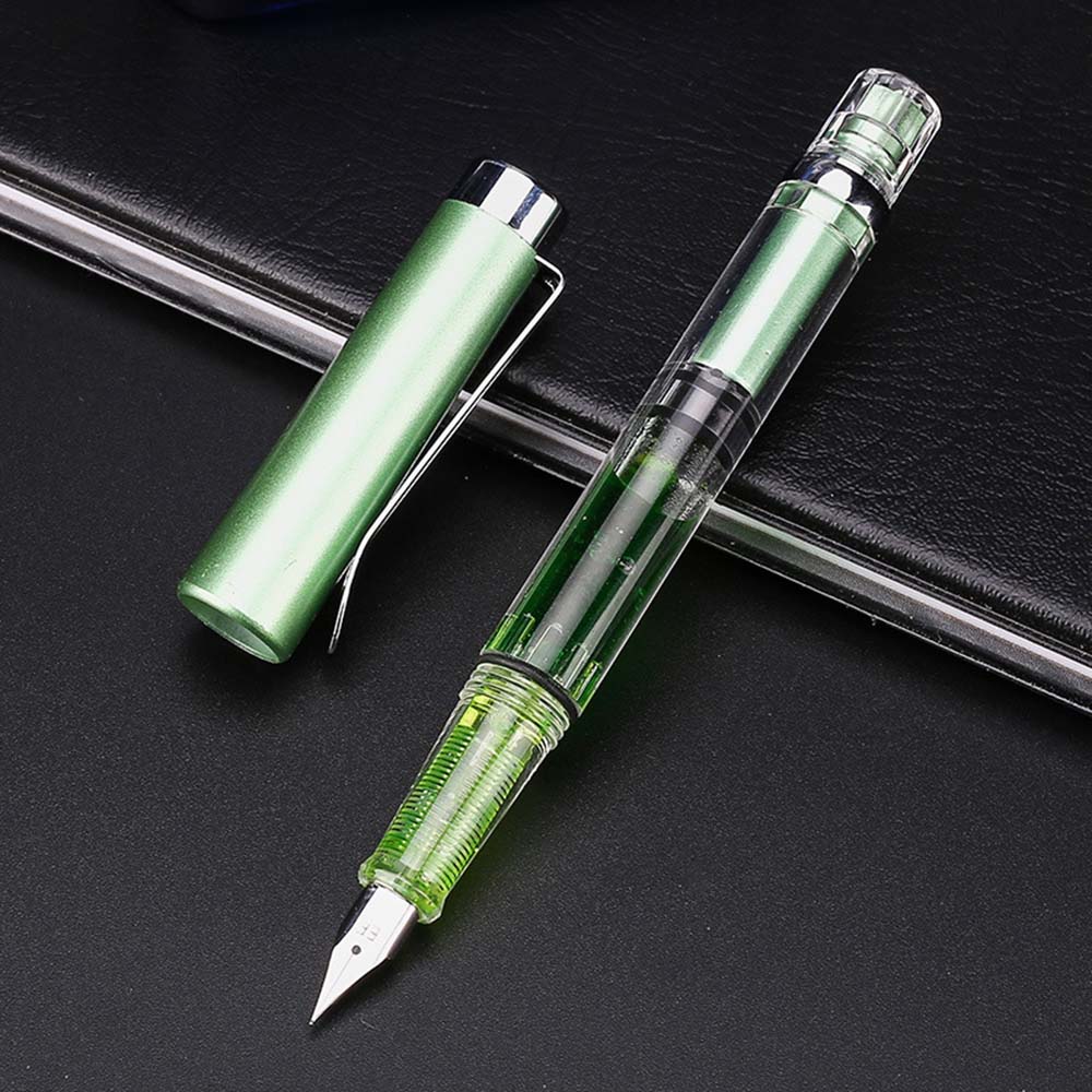 Fountain Pen Piston Transparent Gold/Silver Clip Fine Nib 0.5mm Wing Sung 3008 Fountain Pen: green