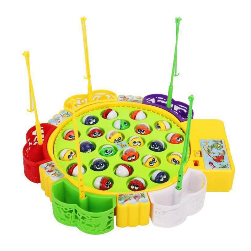Kinderen Vissen Speelgoed Muziek Vissen Boord Set Magnetische Roterende Functie Licht Baby Educatief Speelgoed Kerstcadeau: 24pcs fish