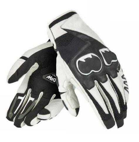 Dain Mig C2-Guantes deportivos para hombre, pantalones cortos de competición, para Moto de carreras y carretera: Blanco / L