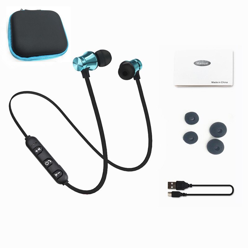 Auriculares magnéticos con Bluetooth, Auriculares deportivos para iPhone, Samsung, Xiaomi, Ecouteur: blue with case